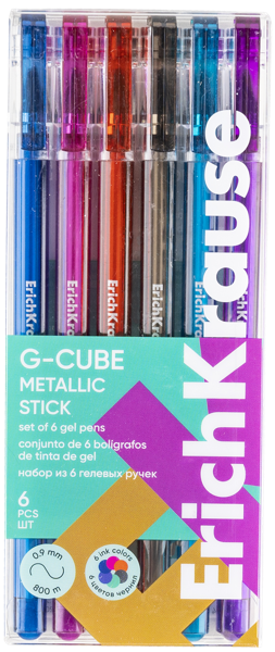 Изображение Ручки цветные гелевые Эрих Краузе стик металлик Эрих Краузе к/у, 6 шт