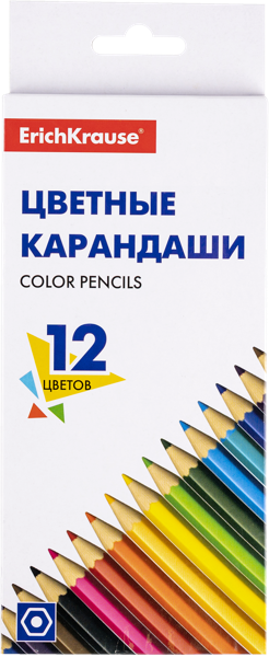 Изображение Карандаши цветные Эрих Краузе классические шестигранные Эрих Краузе к/у, 12 шт