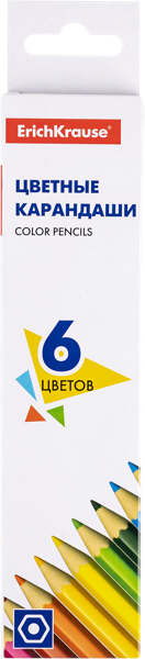Изображение Карандаши цветные Эрих Краузе классические шестигранные Эрих Краузе к/у, 6 шт