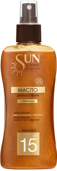 Изображение Масло для загара Красса активатор СПФ15 блестки КРАССА-Косметикс п/у, 180 мл