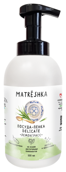 Изображение Пенка для мытья посуды Матрешка БИО лемонграсс концентрат КубаньБытХим п/у, 500 мл