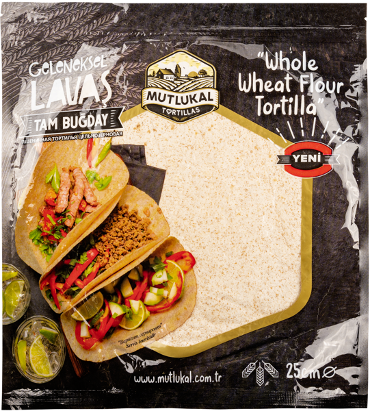 Изображение Тортилья 1*4 d25 Мутлукал из цельнозерновой муки Мутлукал м/у, 260 г