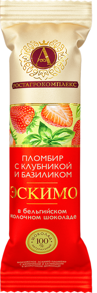 Изображение Мороженое пломбир эскимо А.РостАгроКомплекс клубника базилик РАМОЗ м/у, 65 г
