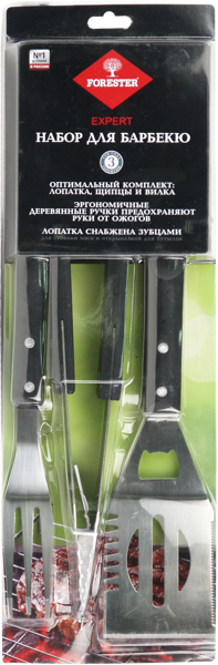 Изображение Набор для барбекю Форестер Эксперт лопатка щипцы вилка Юпеко к/у, 1 шт