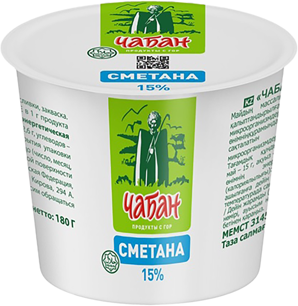 Изображение Сметана 15% Чабан Нальчикский МК п/б, 180 г