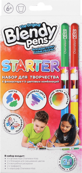 Изображение Фломастеры цветные Бленди Пенс хамелеоны с аэрографом Ренарт Лимитед к/у, 4 шт