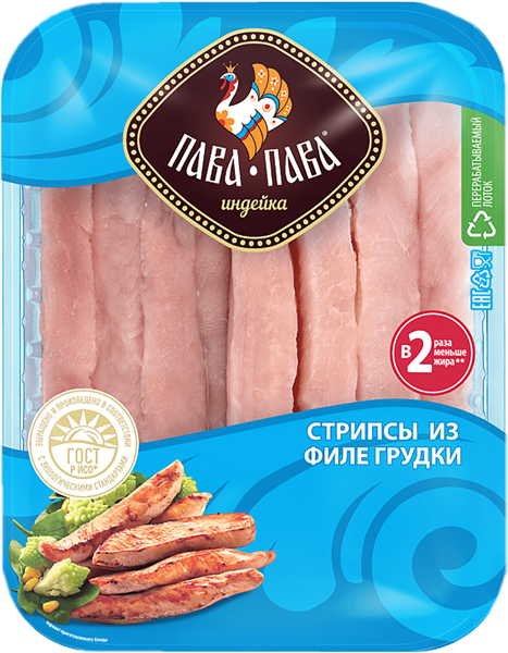 Изображение Птица индейка охлажденная Пава Пава стрипсы из филе грудки Тамбовская индейка лоток, 450 г