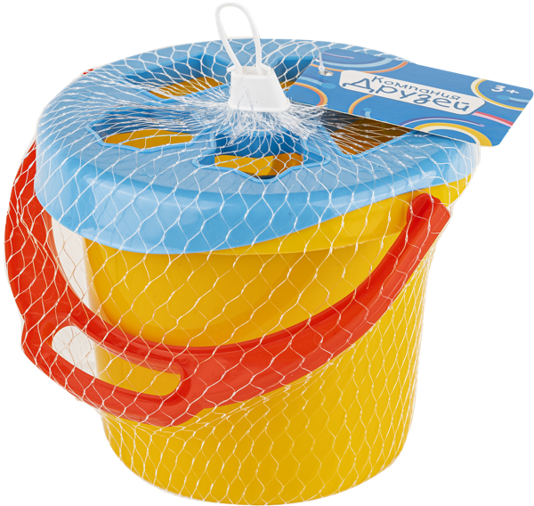 Изображение Набор для песка 9 предметов Компания друзей ведро,лопатка,грабли,форм Визаж Электрик сетка, 1 шт