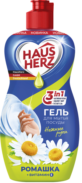 Изображение Средство для мытья посуды Хаус херц ромашка и витамин Е Хаусхерц Корпорэйшн п/у, 450 мл