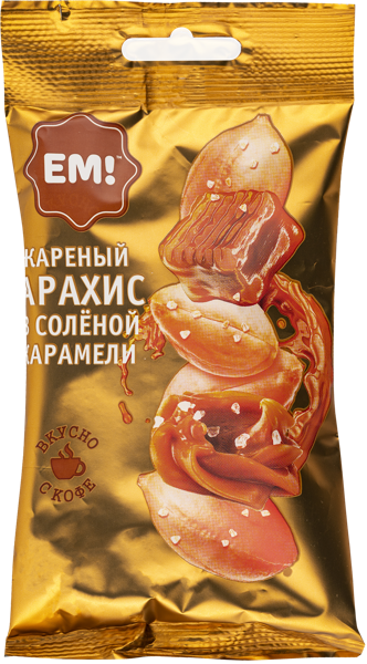 Изображение Арахис жареный ЕМ соленая карамель Орехпром м/у, 60 г