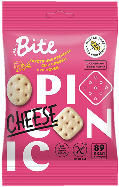Изображение Крекер без сахара Байт сыр сливки лук-порей Биофудлаб м/у, 60 г