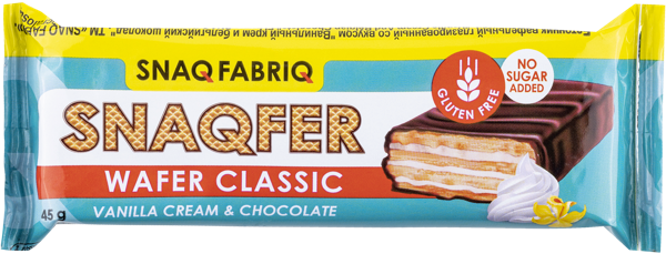 Изображение Батончик вафельный в шоколаде Снэк фабрик ванильный крем Фитнес Фуд м/у, 45 г
