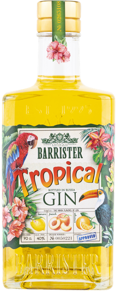 Изображение Джин Барристер тропические фрукты Ладога с/б, 0,7 л