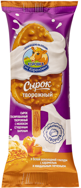 Изображение Сырок творожный 23% эскимо в карамели Коровка из Кореновки с печеньем сгущенное мол Кореновский МКК кор, 50 г
