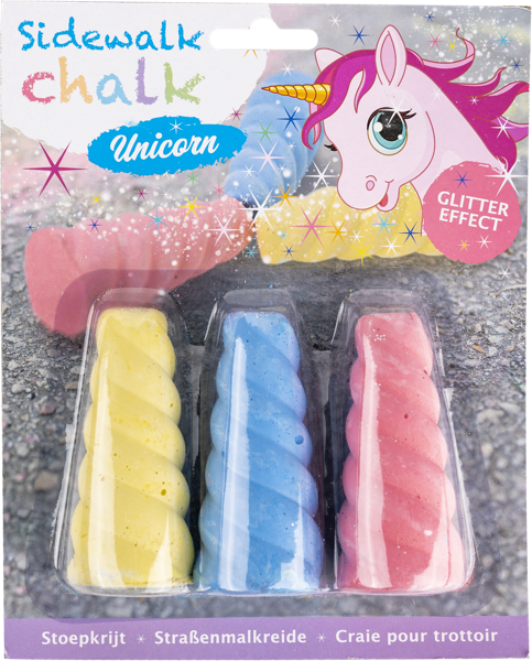 Изображение Мелки 9см цветные Купман рог единорога с блестками Купман Интернэшнл п/у, 3 шт