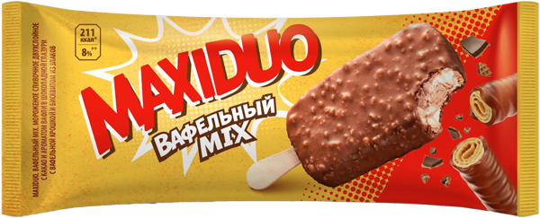 Изображение Мороженое сливочное Максидуо вафельный микс Фронери Рус м/у, 63 г