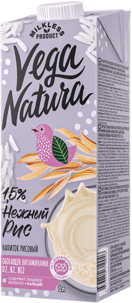 Изображение Напиток 1,5 % рисовый Вега Натура нежный рис Южное т/п, 1 л