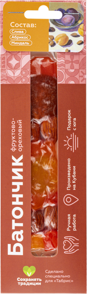 Изображение Батончик фруктово-ореховый Табрис слива абрикос миндаль Фруторех к/у, 40 г