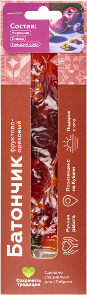 Изображение Батончик фруктово-ореховый Табрис черешня слива грец орех Фруторех к/у, 40 г