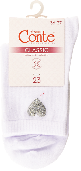 Изображение Носки размер 23 женские Конте 22С-40СП белые с сердечко Конте СПА м/у, 1 пара