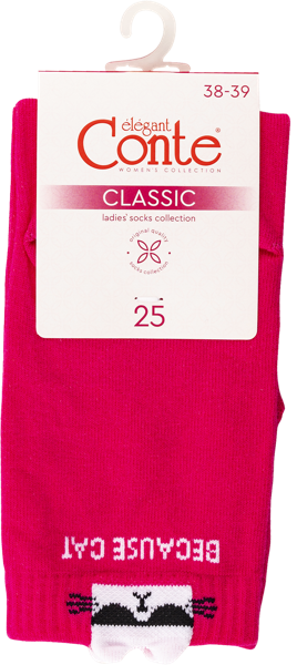 Изображение Носки размер 25 женские Конте 17С-183СП фуксия кот Конте СПА м/у, 1 пара