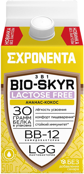Изображение Продукт кисломолочный белковый без лактозы Экспонента ананас кокос Белсыр т/п, 500 мл