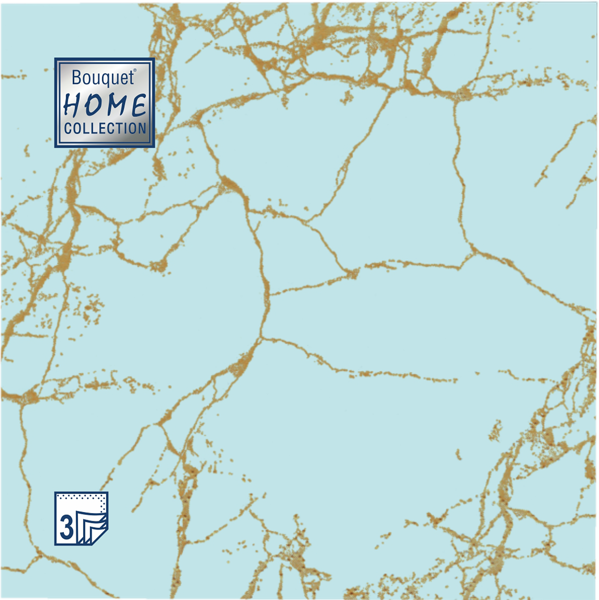 Изображение Салфетки 3х слойные Букет хоум коллекшн классик мрамор тиффани 33*33см Русская Бумага м/у, 20 шт