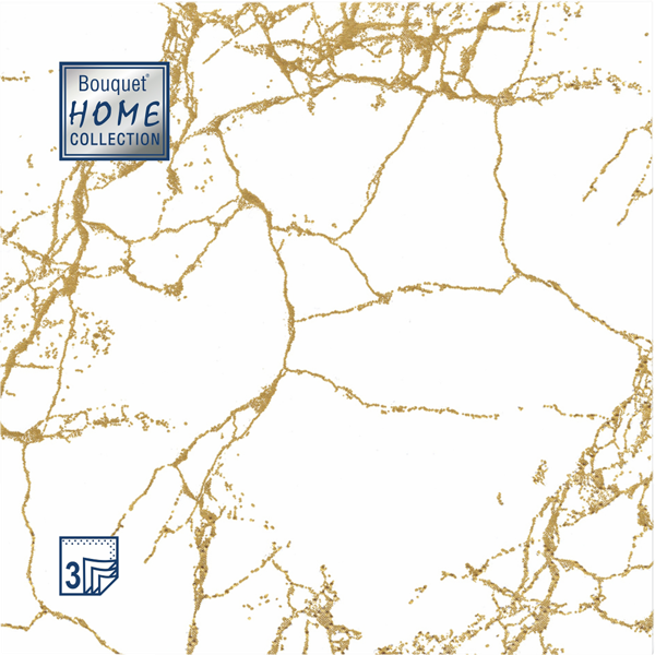 Изображение Салфетки 3х слойные Букет хоум коллекшн классик мрамор белый 33*33см Русская Бумага м/у, 20 шт