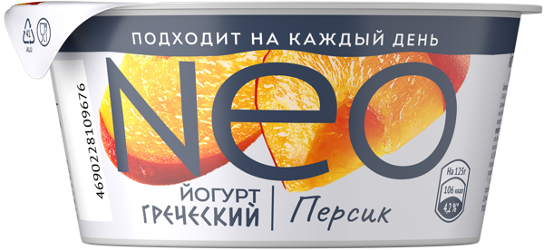 Изображение Йогурт 1,7% греческий Нео персик ВБД п/б, 125 г