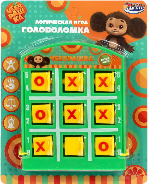 Изображение Игра настольная Чебурашка крестики-нолики Играем вместе к/у, 1 шт