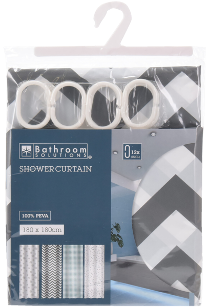 Изображение Штора 180*180см для душа Купман белая с узором ассорти Купман Интернэшнл , 1 шт