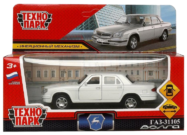 Изображение Машина 12 см инерционная Технопарк газ 31105 волга белая Хуада Той к/у, 1 шт