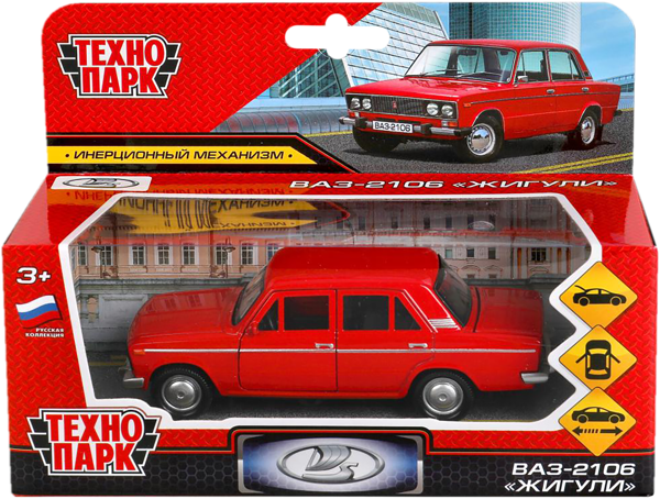 Изображение Машина 12 см инерционная Технопарк ваз 2106 жигули красная Шанту Сити к/у, 1 шт