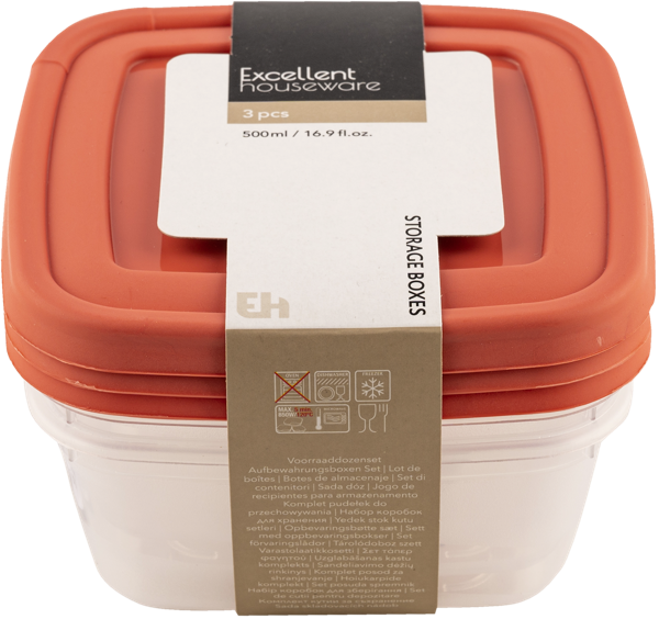 Изображение Контейнер 500мл пластик Купман с цветной крышкой Купман Интернэшнл , 3 шт