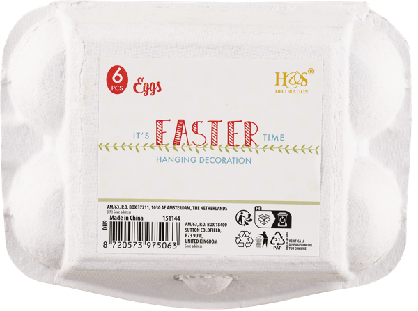 Изображение Подвеска 6см пасхальная Купман яйцо цветное в контейнере Купман Интернэшнл , 6 шт