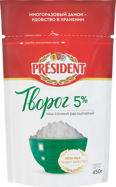 Изображение Творог 5% Президент классический Белгородский МК м/у, 450 г