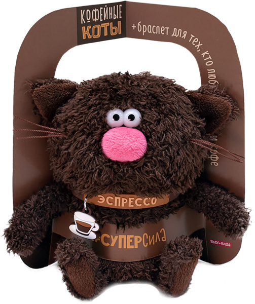 Изображение Мягкая игрушка 12 см Будибаса кофейные коты эспрессо МПП ООО к/у, 1 шт