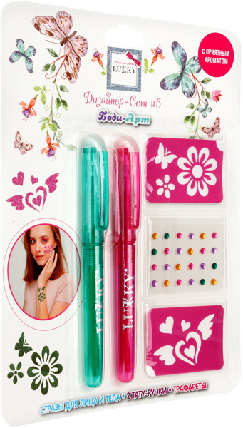 Изображение Набор для боди-арта Лакки №5 изумруд, малиновый 1Той к/у, 1 шт