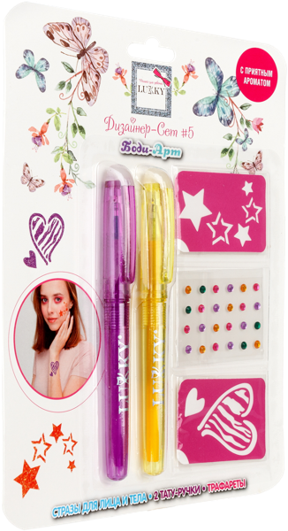 Изображение Набор для боди-арта Лакки №5 фиолетовый, оранжевый 1Той к/у, 1 шт