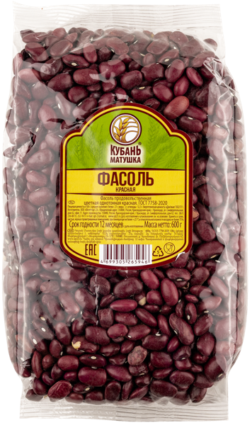 Изображение Фасоль красная Кубань матушка однотонная Югоптторг-23 м/у, 600 г
