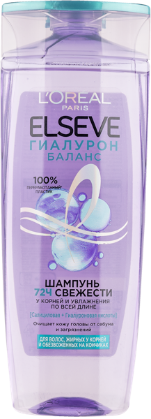 Изображение Шампунь для жирных волос Эльсев гиалурон баланс питание Лореаль п/у, 400 мл
