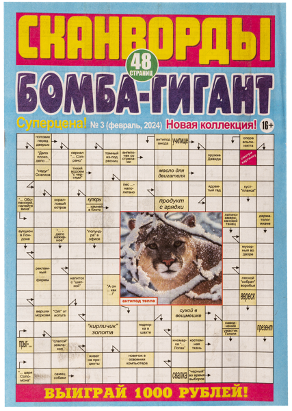 Изображение Журнал ежемесячный Бомба-Гигант сканворды РостПресс , 1 шт