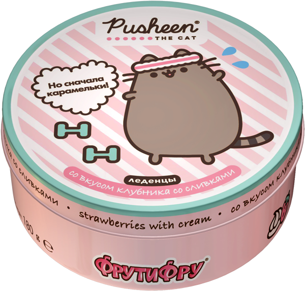 Изображение Карамель Пушин клубника со сливками Сладкая сказка ж/б, 180 г