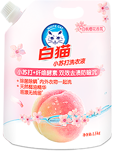 Изображение Средство для стирки жидкое Баимао вайткэт персик вишня универсальн Шанхай Хачисон п/у, 1,5 л