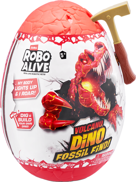 Изображение Игрушка сюрприз в яйце средн Зуру робо алайв раскопки дино фоссил красный Зуру п/у, 1 шт