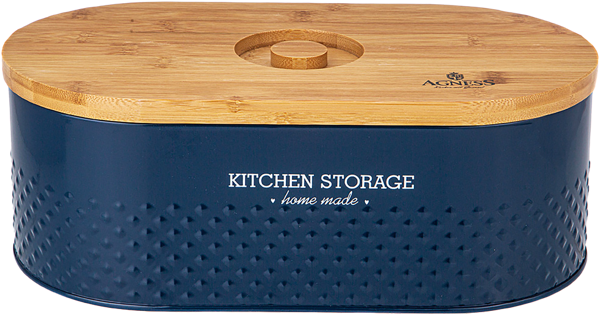 Изображение Хлебница 33*18см Агнесс дарк блю с крышкой Агнесс , 1 шт