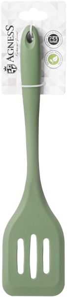 Изображение Лопатка 29,5см зеленая Агнесс силиконовая с прорезями Агнесс , 1 шт