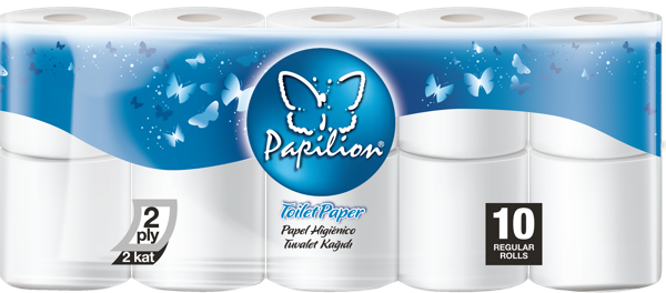Изображение Туалетная бумага 2х слойная Папильон белая 115 листов Ар Кагит м/у, 10 шт