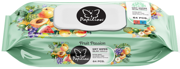 Изображение Салфетки влажные для рук Папильон фруктовый взрыв Ар Кагит м/у, 64 шт