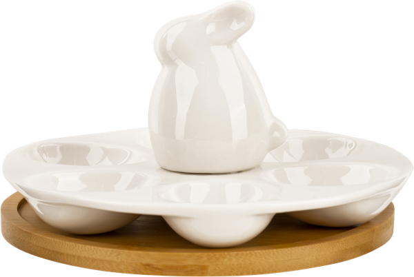 Изображение Блюдо 16,5см для яиц Белла Тенеро зайка на подставке Йоуда Импорт м/у, 1 шт